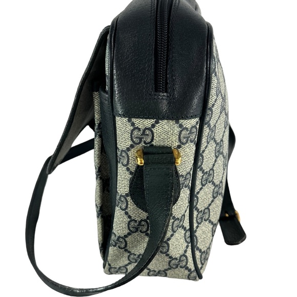 GUCCI School Bag Navy Blue Canvas Leather Ophidia Flap Accessory Collection - Picture 4 of 17